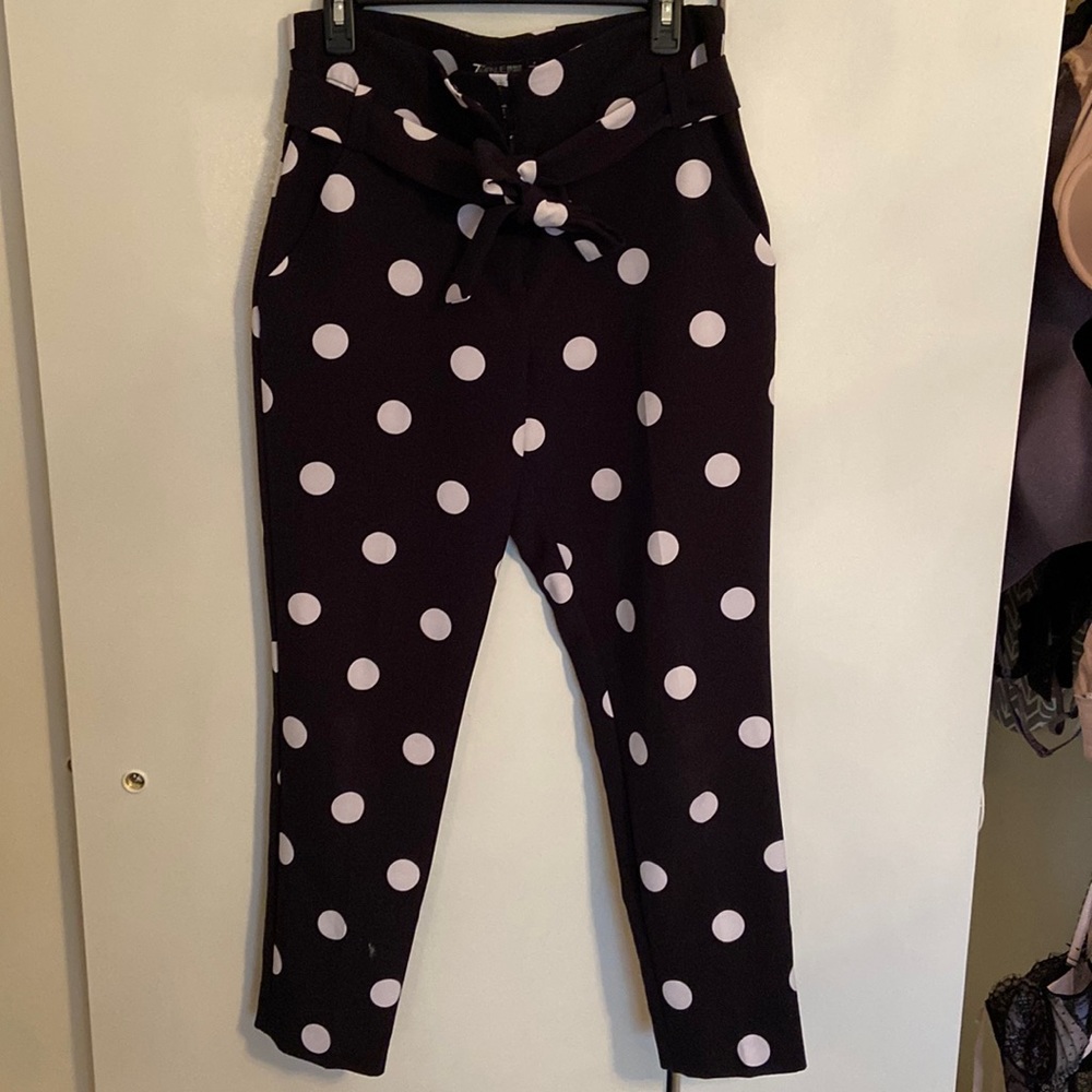 Black and white polkadot dress pants